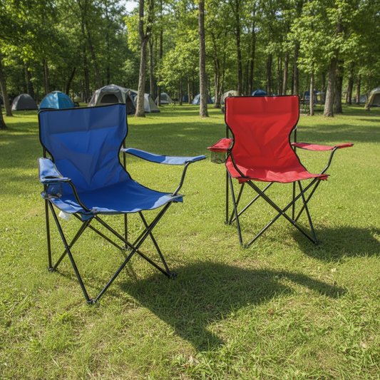 Combo 2 Sillas Plegables Apoya Brazos Celeste y Rojo Navigator