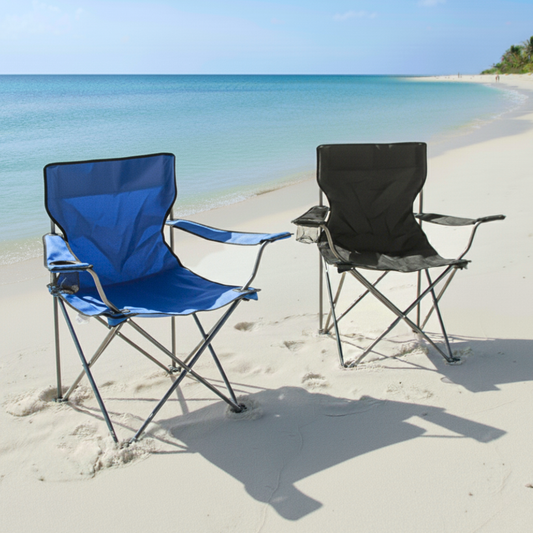 Combo 2 Sillas Plegables Apoya Brazos Negro y Celeste Navigator