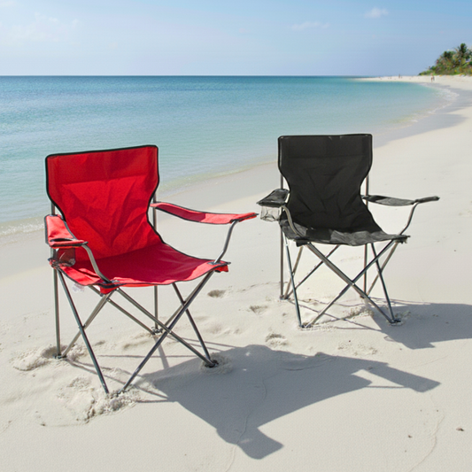 Combo 2 Sillas Plegables Apoya Brazos Negro y Rojo Navigator