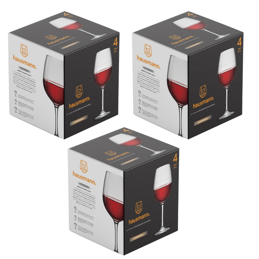 Combo: 3 Cajas Copas de Vino. Set 4X Copa Vino Hausmann 585ml