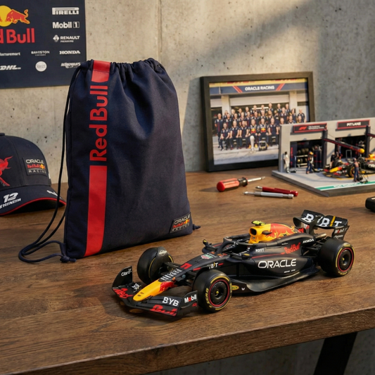 Combo Auto Escala 1:43 Oracle Red Bull Racing #11 Perez RB20 y Bolso Shoebag Gym Bag Oracle Red Bull Racing