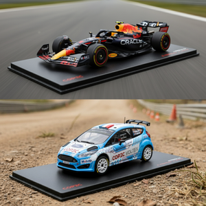 Combo Autos a Escala: Rally 1/55 Eléctrico y 1:43 Red Bull Racing Sergio Perez RB19