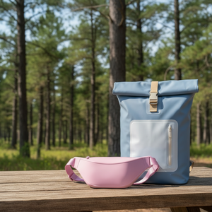 Combo Mochila Cooler 15Lt Celeste y Banano Rosado
