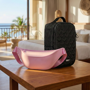 Combo Banano Silicona Rosado y Organizador de Viaje y Cosmetiquero 24cm x 18cm Gout Negro