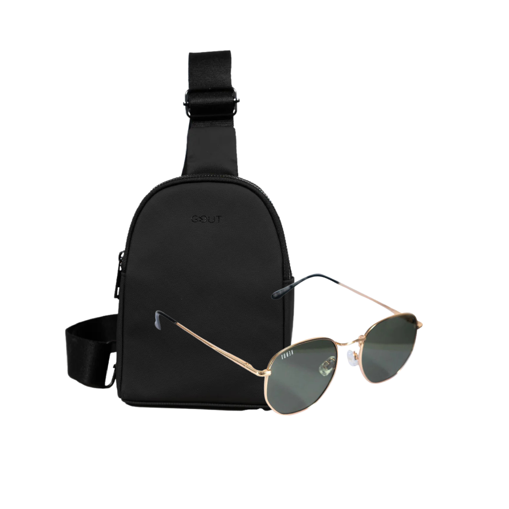 Combo Bandolera Color Negro + Lentes De Sol Cala