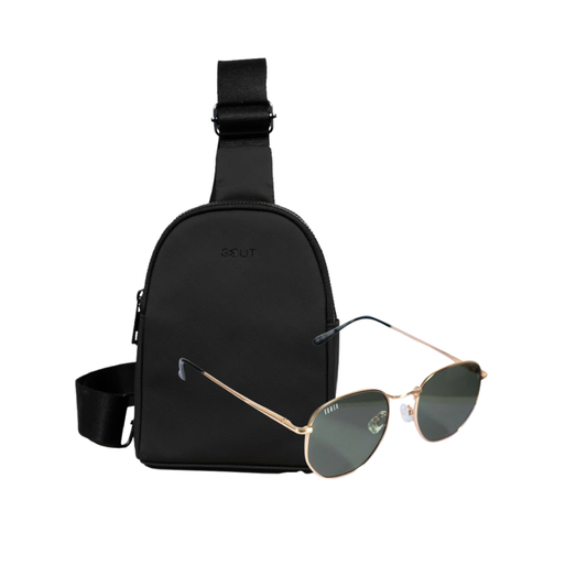 Combo Bandolera Color Negro + Lentes De Sol Cala