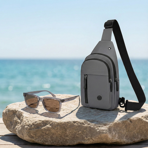 Combo Bandolera Cruzada Gris + Lentes De Sol Kuta