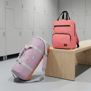 Combo: Bolso Duffel 40L - Large . Saxoline Nyla Lila + Mochila Saxoline Collins Rosada 20 L