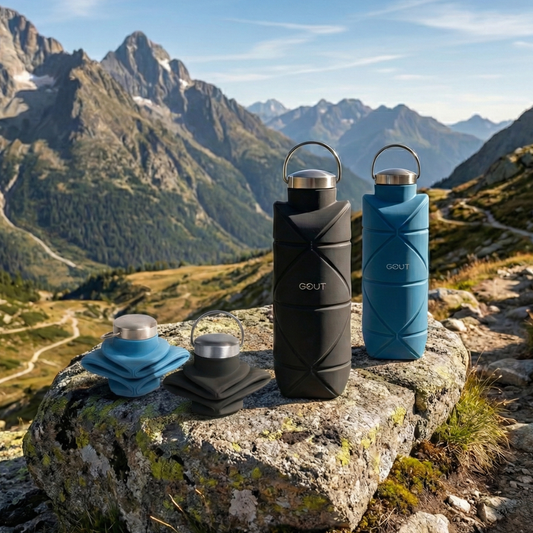 Combo Botellas Plegables Gout 700ML Azul y Negra