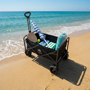 Combo Playa Familiar:  Carrito de Playa + Quitalsol Azul Llaima + Set de Paletas de Playa + 2 Toalla Mandala