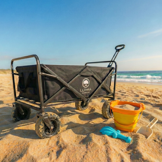 Combo Carrito playa Plegable Llaima y Set Balde Plegable de Cangrejo