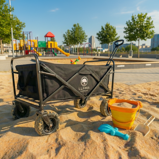 Combo Carrito playa Plegable Llaima y Set Balde Cangrejo