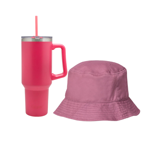 Combo Gorro Bucket Palo Rosa + Mug Keep Térmico 1180 ml - Fucsia