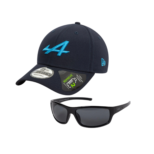 Combo Jockey New Era Alpine Repreve Formula 1 9Forty Dark Blue + Lentes De Sol Ravello