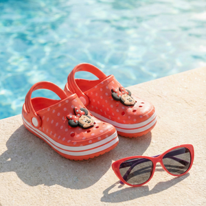 Combo Lentes De Sol Infantil Capri + Sandalia Zueco Niña Minnie Rojo