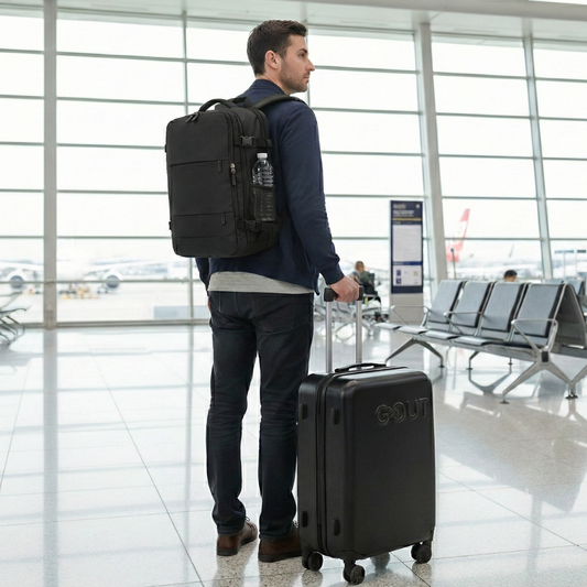 Combo Maleta Cabina y Mochila Viaje Viral Cabina Expandible 40L. Negro