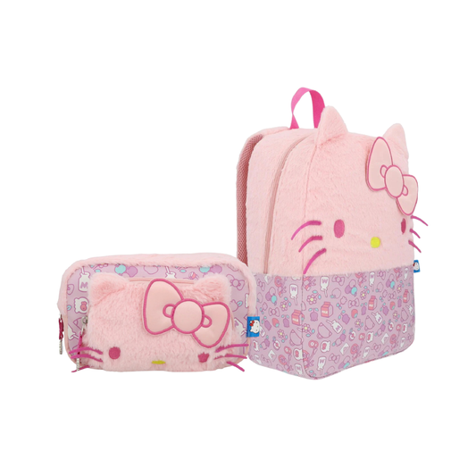 Combo Mochila Hello Kitty Plush Rosada + Estuche