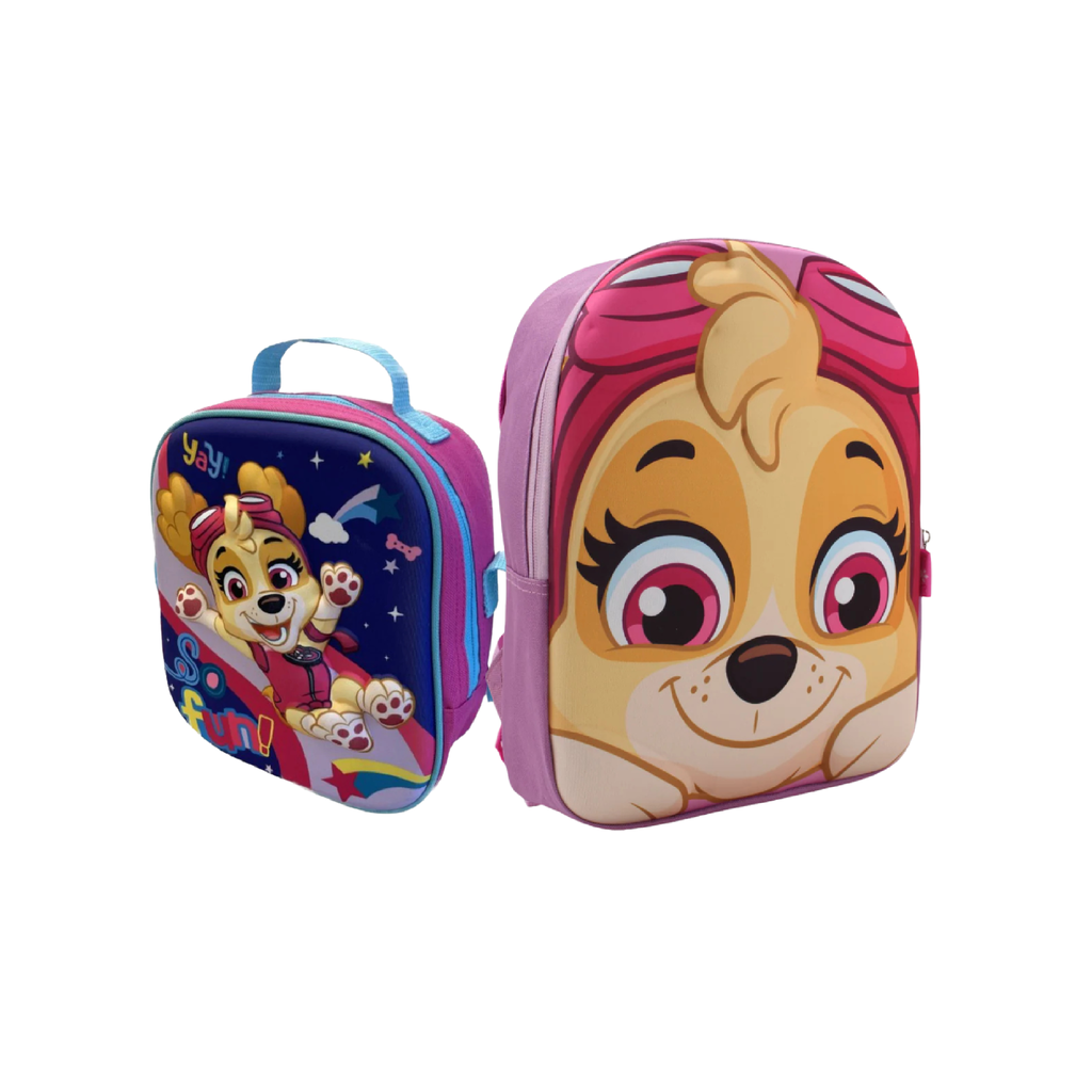 Combo Mochila Infantil 3D Face Paw Patrol Skye + Lonchera Infantil 3D
