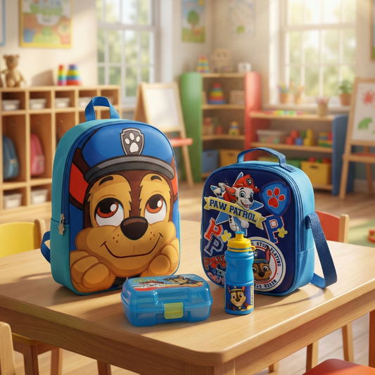 Combo: Mochila Infantil 3D Face Paw + Lonchera Infantil 3D + Set 2Pcs Premium Porta Sándwich + Botella Paw Patrol