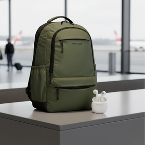 Combo Mochila Saxoline Cardiff Olive Green 30 L + Audífonos Inalámbrico D5 Blanco