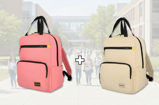 Combo 2 Mochilas Saxoline Collins 20 L Color Beige y Rosada