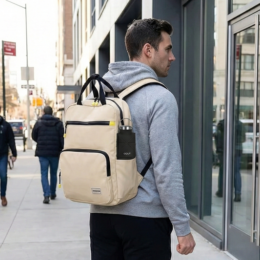 Combo Mochila Saxoline Collins Beige 20L y Botella Plegable Gout 700Ml Negra