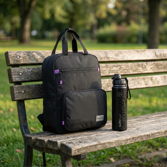 Combo Mochila Saxoline Collins Negra 20 L + Botella de Agua Térmica Buffer 700ml con 4 Tapas