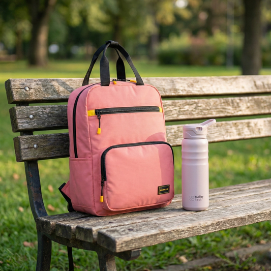 Combo Mochila Saxoline Collins Rosada 20 L + Botella Yosemite1 Buffer 700ml  Pinky