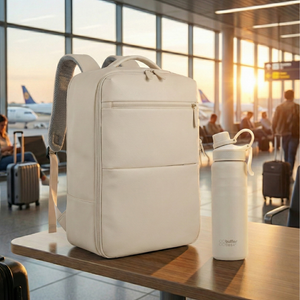 Combo Travel BEIGE: Mochila Viaje 40L + Botella 700ml BUFFER