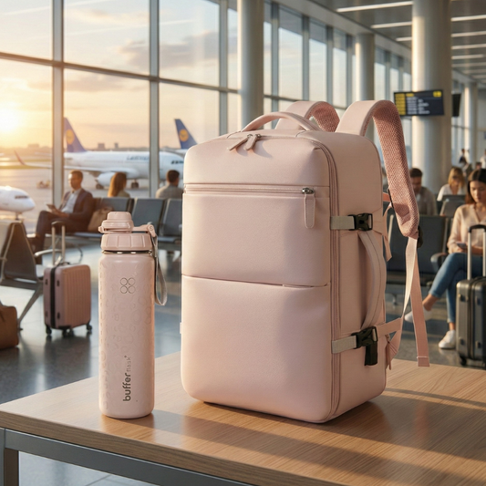 Combo Travel PINK: Mochila Viral Cabina 40L + Botella 700ml BUFFER