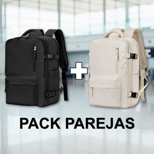 Combo 2 Mochilas de Viaje Viral (Black & Beige).(Cabina Avión) 31L. Resistente al agua.