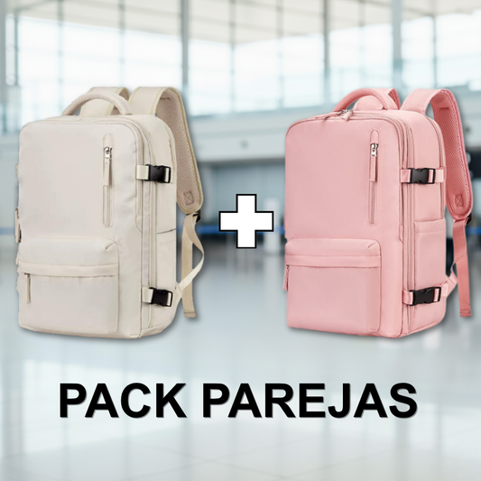 Combo 2 Mochilas de Viaje Viral (Pink & Beige).(Cabina Avión) 31L. Resistente al agua.