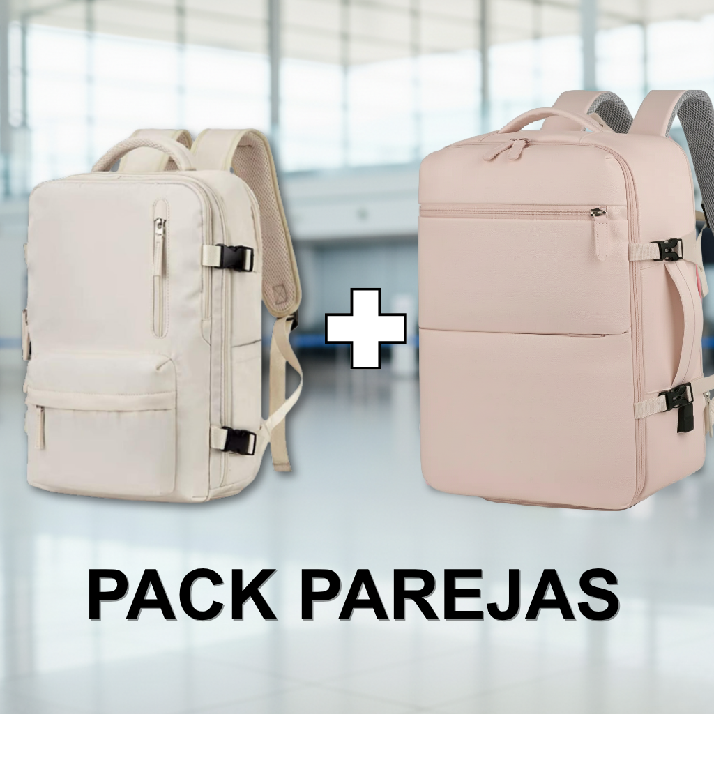 Combo Mochilas de Viaje Viral. 1 Mochila 40L Pink & 1 Mochila 31L Beige