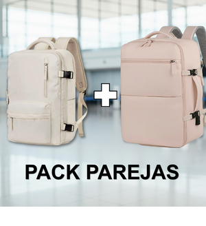 Combo Mochilas de Viaje Viral. 1 Mochila 40L Pink & 1 Mochila 31L Beige