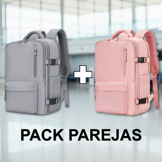Combo 2 Mochilas de Viaje Viral (Pink & Grey).(Cabina Avión) 31L. Resistente al agua.