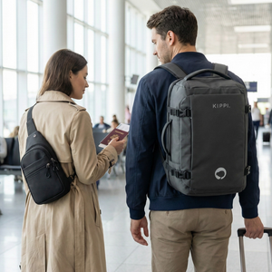 Combo Mochila de Viaje Viral 45L. Resistente al Agua Kippi Negro + Bandolera Cruzado XB 11565 Negra Navigator