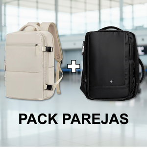 Combo 2 Mochilas de Viaje Viral: 1 Mochila Beige 31L y 1 Mochila Negra 30L. Resistente al Agua