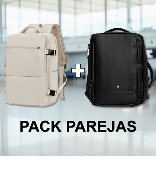 Combo 2 Mochila de Viaje Viral: 1 Mochila Beige 31L y 1 Mochila Negra 30L. Resistente al Agua