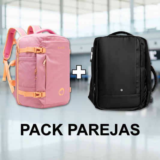Combo 2 Mochilas de Viaje: 1 Mochila 45L. Kippi Rosada +  1 Mochila 30L Sleve Negro