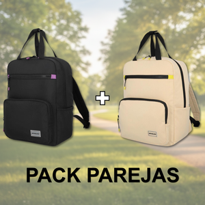 Combo 2 Mochilas Saxoline Collins 20 L Color Negra y Beige