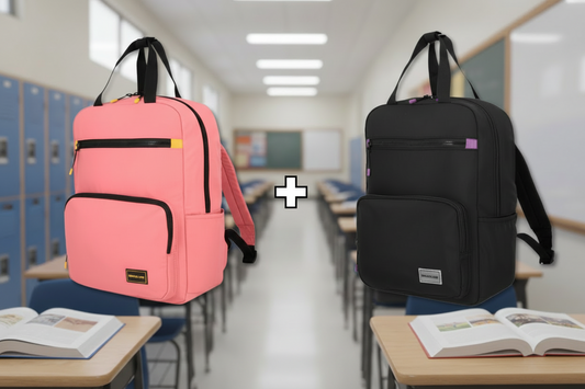 Combo 2 Mochilas Saxoline Collins 20 L Color Negra y Rosada