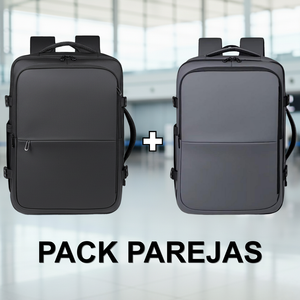✈️Combo Mochilas de Viaje Viral Expandibles, Resistentes al agua 38L. Space Grey y Black Navigator
