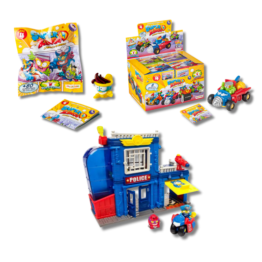 Combo: One Pack Superzings Temporada 4 + Mega Jet Superzings Serie 4 + Police Station Superzings S