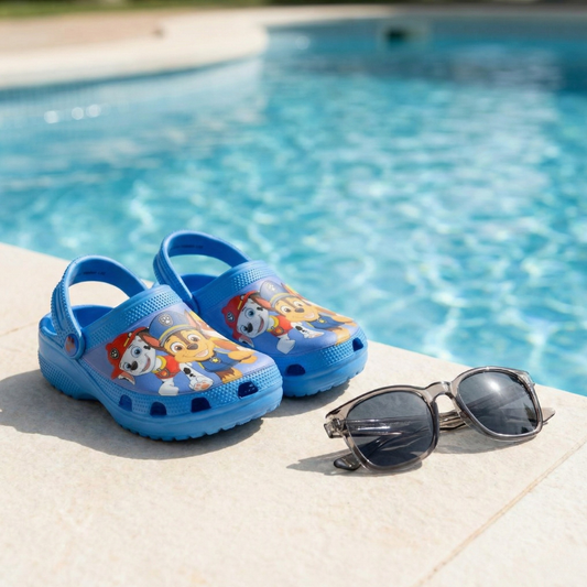 Combo Sandalia Zueco Niño Paw Patrol Azul + Lentes De Sol Infantil Theo