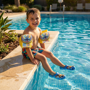 Combo Sandalia Zueco Niño Paw Patrol Azul y Alitas Flotadoras Niños 3D Stitch