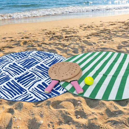 Combo Set Paletas de Playa Rosado y Toalla de Playa Redonda 150 cm. Colores surtidos.