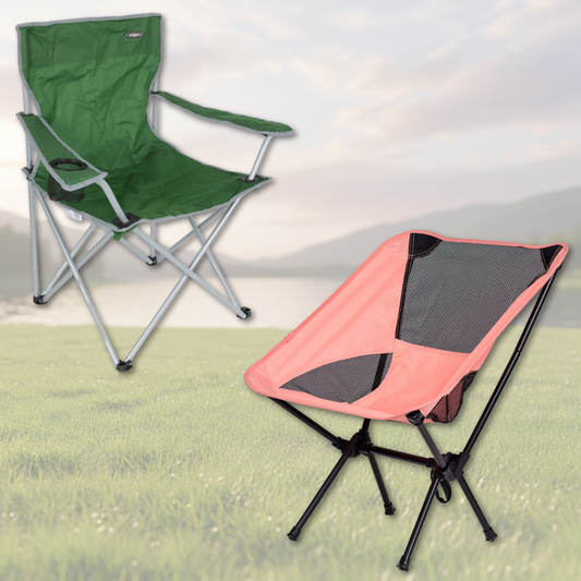 Combo: Silla Camping Plegable Coral + Silla Plegable Apoyabrazos Verde Outback