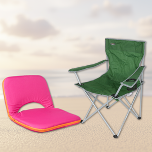 Combo: Silla Plegable Apoyabrazos Verde Outback + Silla Reclinable Fucsia