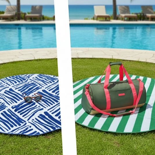 Combo: Bolso Nyla + Toalla de Playa Redonda 150 cm. Colores surtidos + Lentes de Sol Rotter & Krauss M2