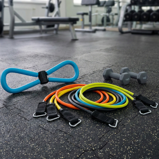 Combo Fitness: Tonificador  + 5 Tubos Elásticos de Resistencia + Mancuernas